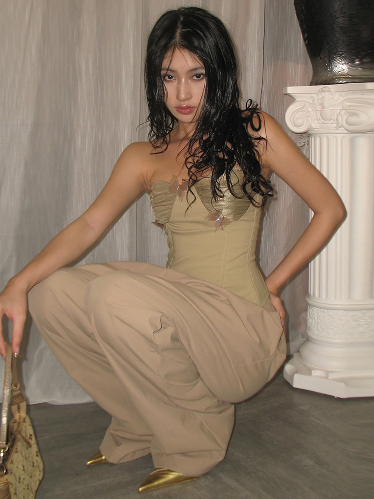 Retro Butterfly Patchwork Strapless Top for Women - Slimming Waist-Cinching Design, Y2K Style, Perfect for Summer Outfits Retro Butterfly Patchwork Strapless Top for Women - Slimming Waist-Cinching Design, Y2K Style, Perfect for Summer Outfits