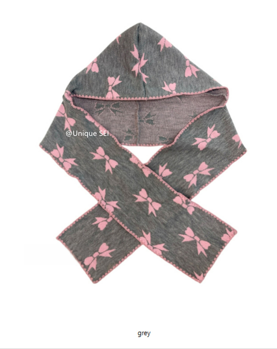 Retro Casual Knitted Balaclava Scarf with Sweet Bow - Unique Versatile Street Style Accessory