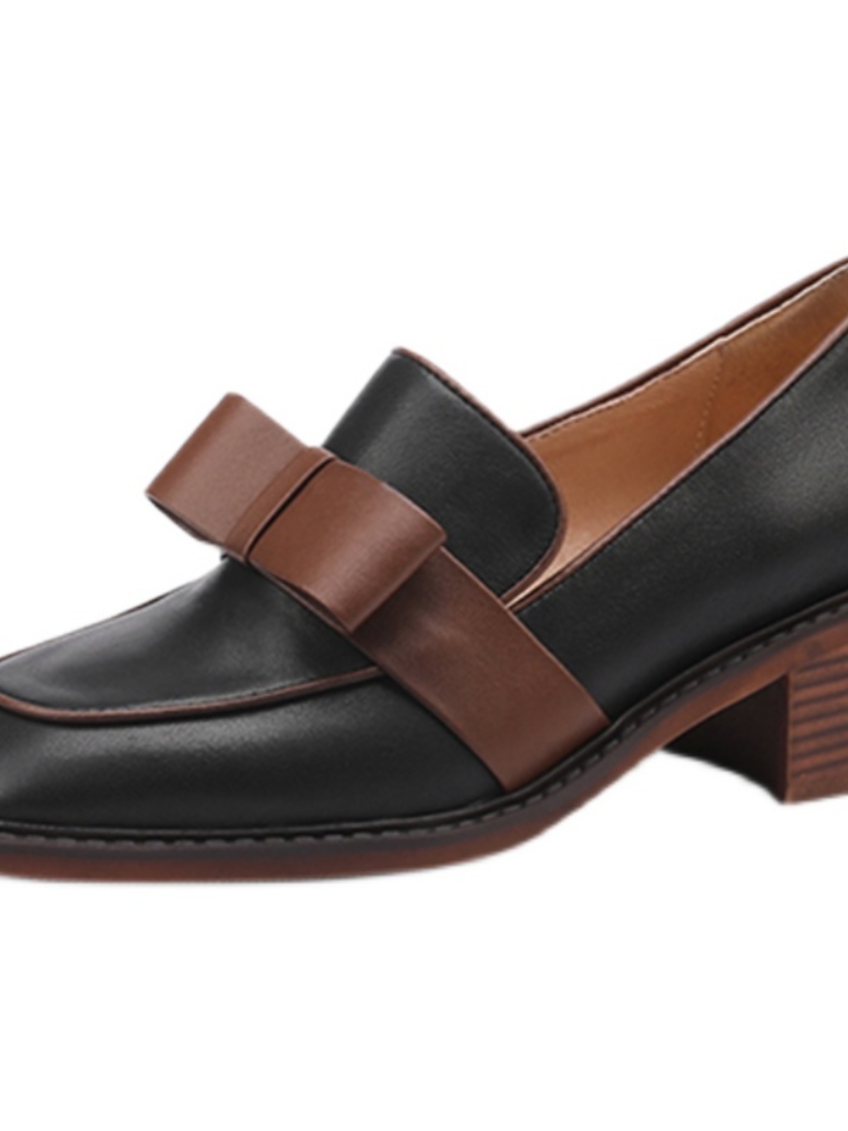 Retro Chunky Heel Slip-On Loafers for Women, Genuine Leather Square Toe Bowknot Flats, 2025 British Style Fashion Shoes Retro Chunky Heel Slip-On Loafers for Women, Genuine Leather Square Toe Bowknot Flats, 2025 British Style Fashion Shoes