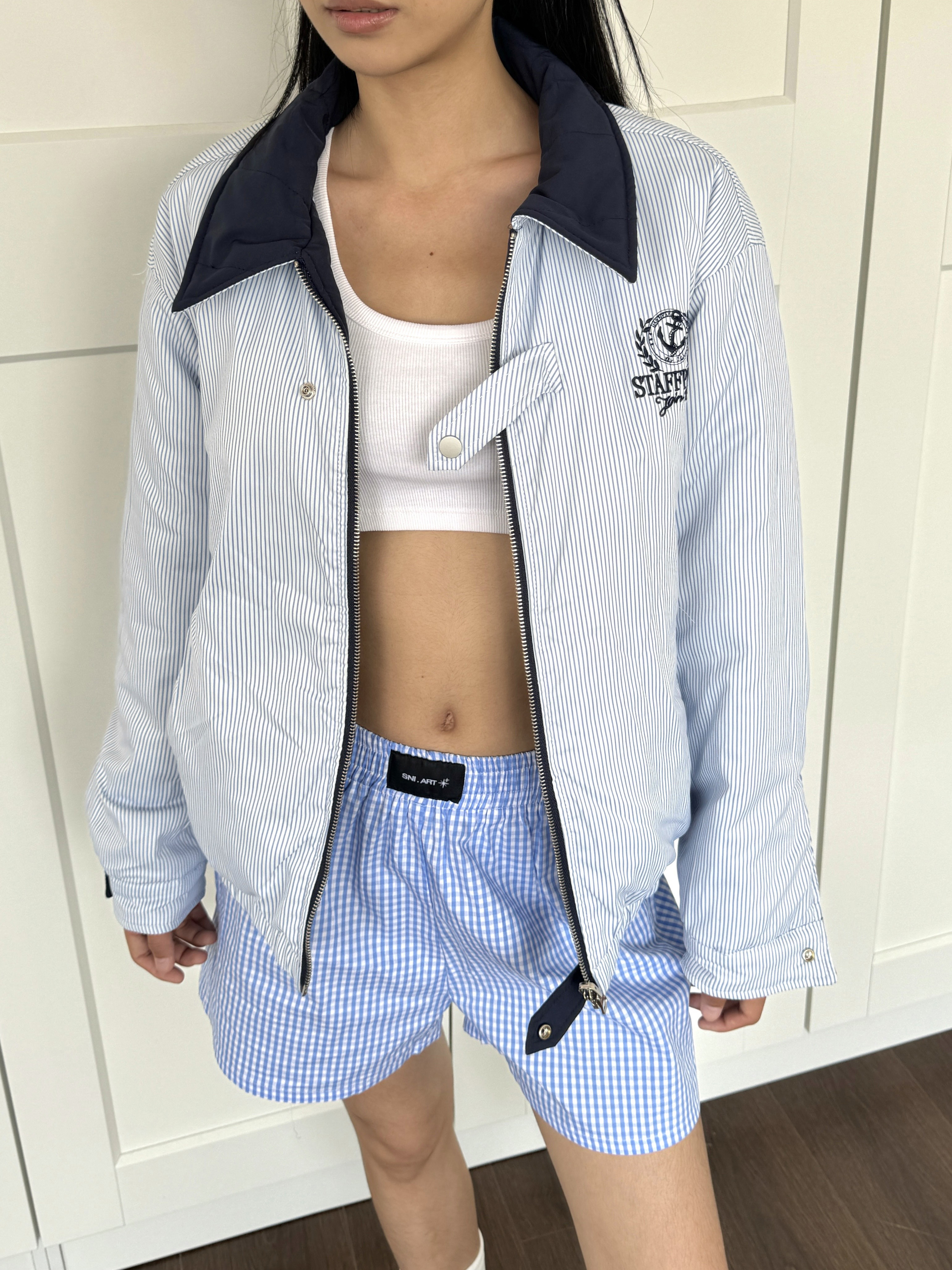 Retro College Striped Reversible Cotton Jacket - Loose Warm Short Coat in American Style for 90s Vintage Fashion Retro College Striped Reversible Cotton Jacket - Loose Warm Short Coat in American Style for 90s Vintage Fashion