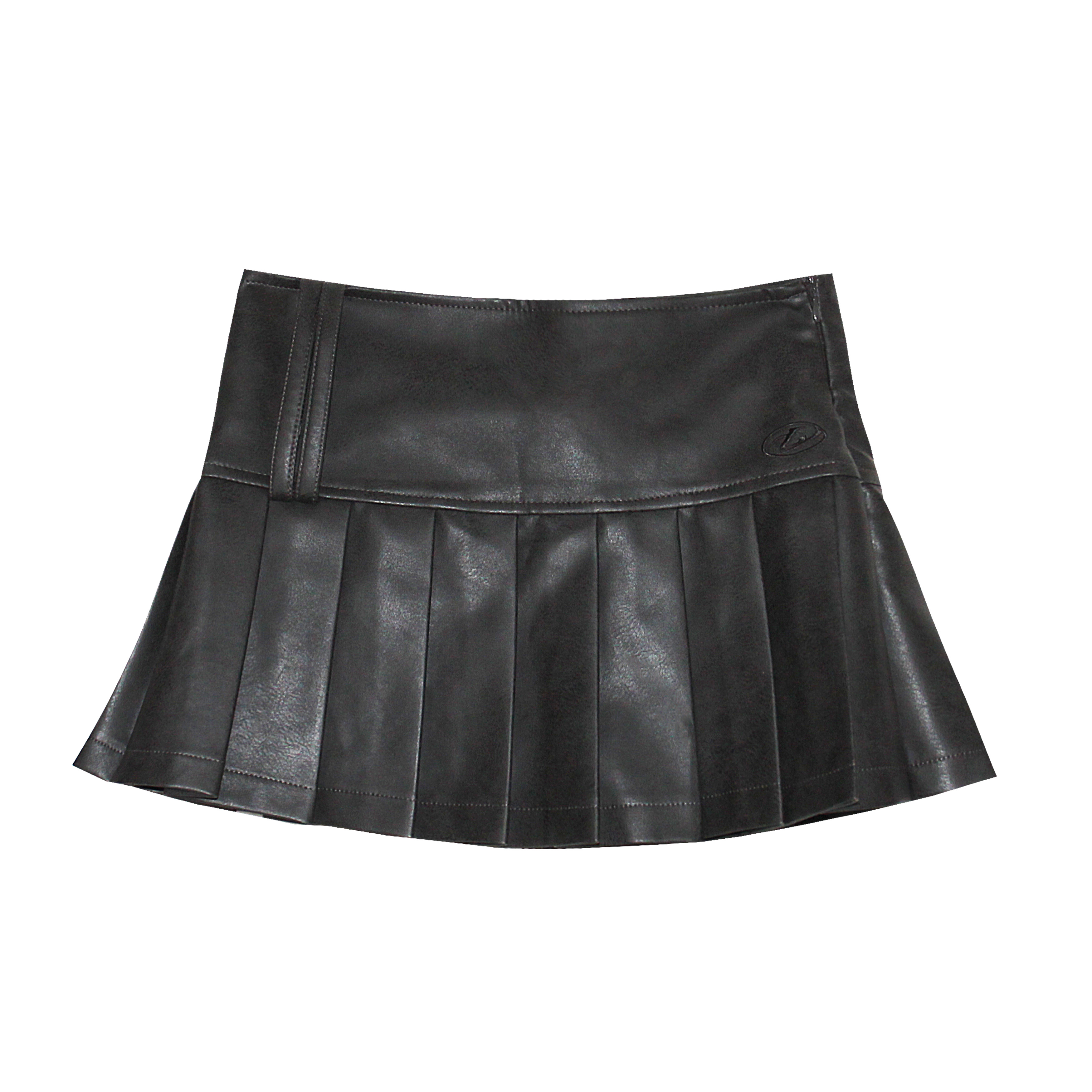 Retro College Style Pleated Short Leather Skirt - Flattering A-Line Design for a Spicy Look, Perfect for Y2K and 90s Vibes Retro College Style Pleated Short Leather Skirt - Flattering A-Line Design for a Spicy Look, Perfect for Y2K and 90s Vibes