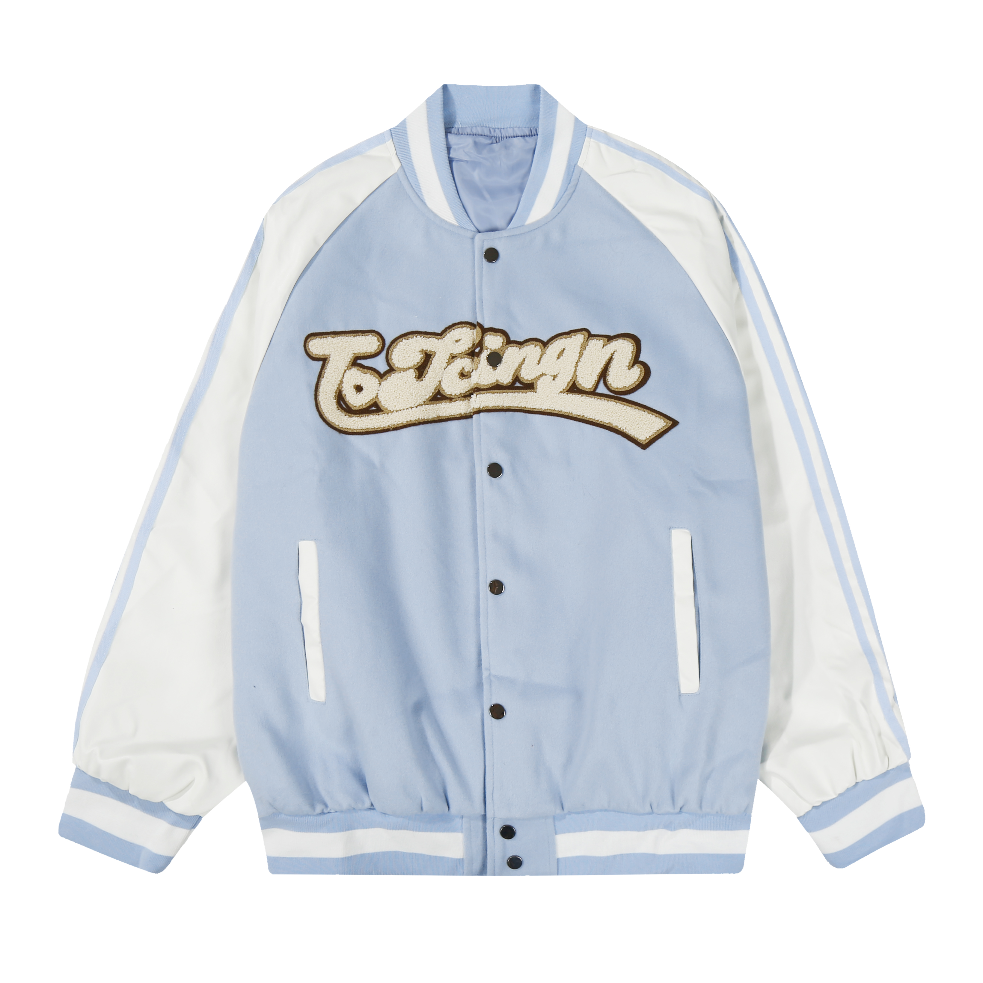 Retro Color-Blocked Striped Baseball Jacket for Men and Women - Loose Fit, American Style, Trendy Autumn Outerwear Retro Color-Blocked Striped Baseball Jacket for Men and Women - Loose Fit, American Style, Trendy Autumn Outerwear