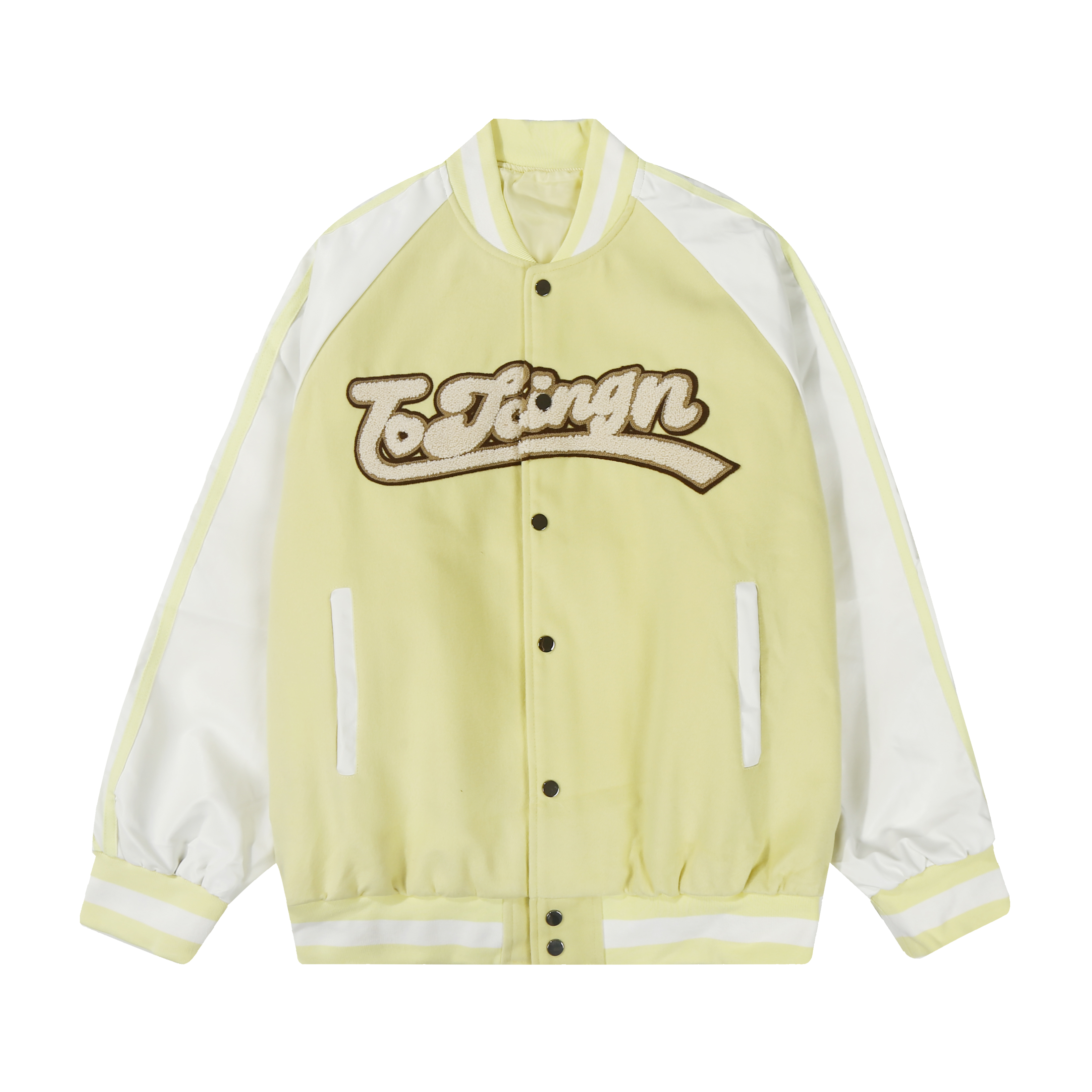 Retro Color-Blocked Striped Baseball Jacket for Men and Women - Loose Fit, American Style, Trendy Autumn Outerwear Retro Color-Blocked Striped Baseball Jacket for Men and Women - Loose Fit, American Style, Trendy Autumn Outerwear