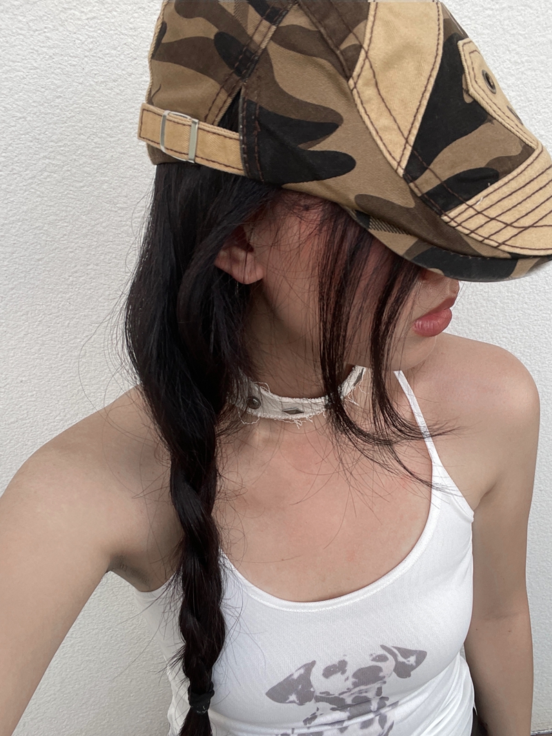 Retro Color-Blocking Camouflage Flat-Brim Painter's Cap - Versatile Japanese Style Newsboy Duckbill Beret Retro Color-Blocking Camouflage Flat-Brim Painter's Cap - Versatile Japanese Style Newsboy Duckbill Beret