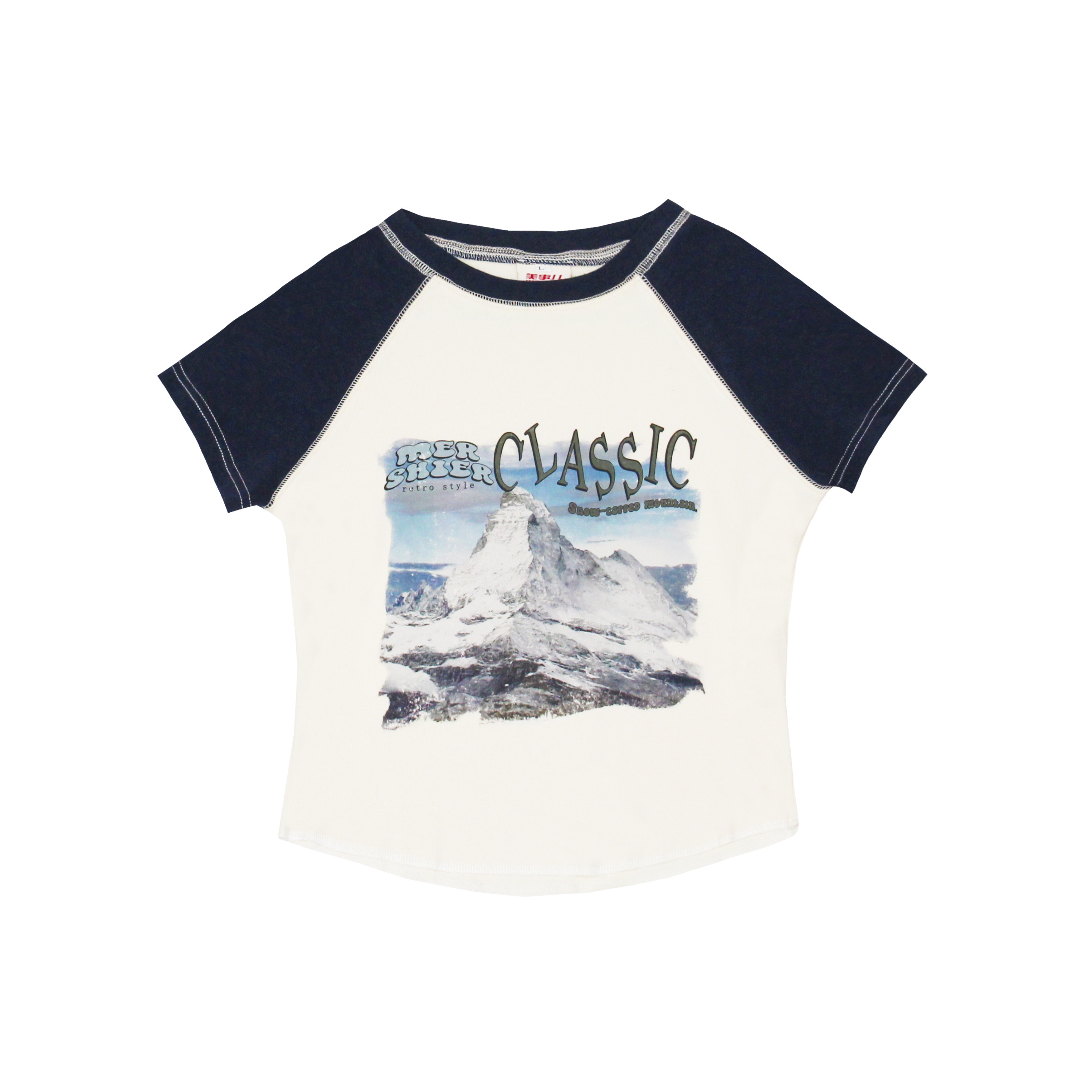 Retro Color-Blocking Spicy Girl Cropped T-Shirt - Slim Fit Short Sleeve Top for a 2025 American Style Look