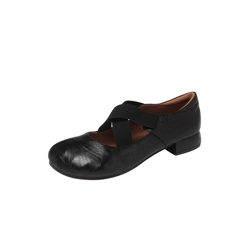 Retro Cross Strap Ballet Shoes for Women - Low Heel Square Toe Mary Jane Flats, Comfortable Chunky Heel Grandma Style, Size 40 Retro Cross Strap Ballet Shoes for Women - Low Heel Square Toe Mary Jane Flats, Comfortable Chunky Heel Grandma Style, Size 40