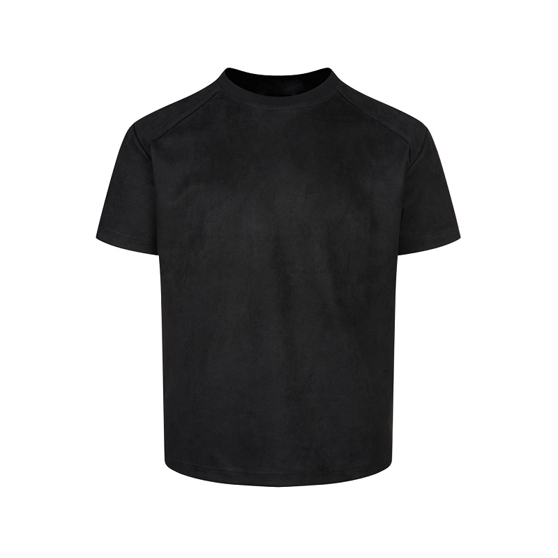 Retro Deconstructed Suede Short-Sleeve T-Shirt - Boxy Fit, Dropped Shoulders, Cropped Design, 90s Inspired Fashion Retro Deconstructed Suede Short-Sleeve T-Shirt - Boxy Fit, Dropped Shoulders, Cropped Design, 90s Inspired Fashion