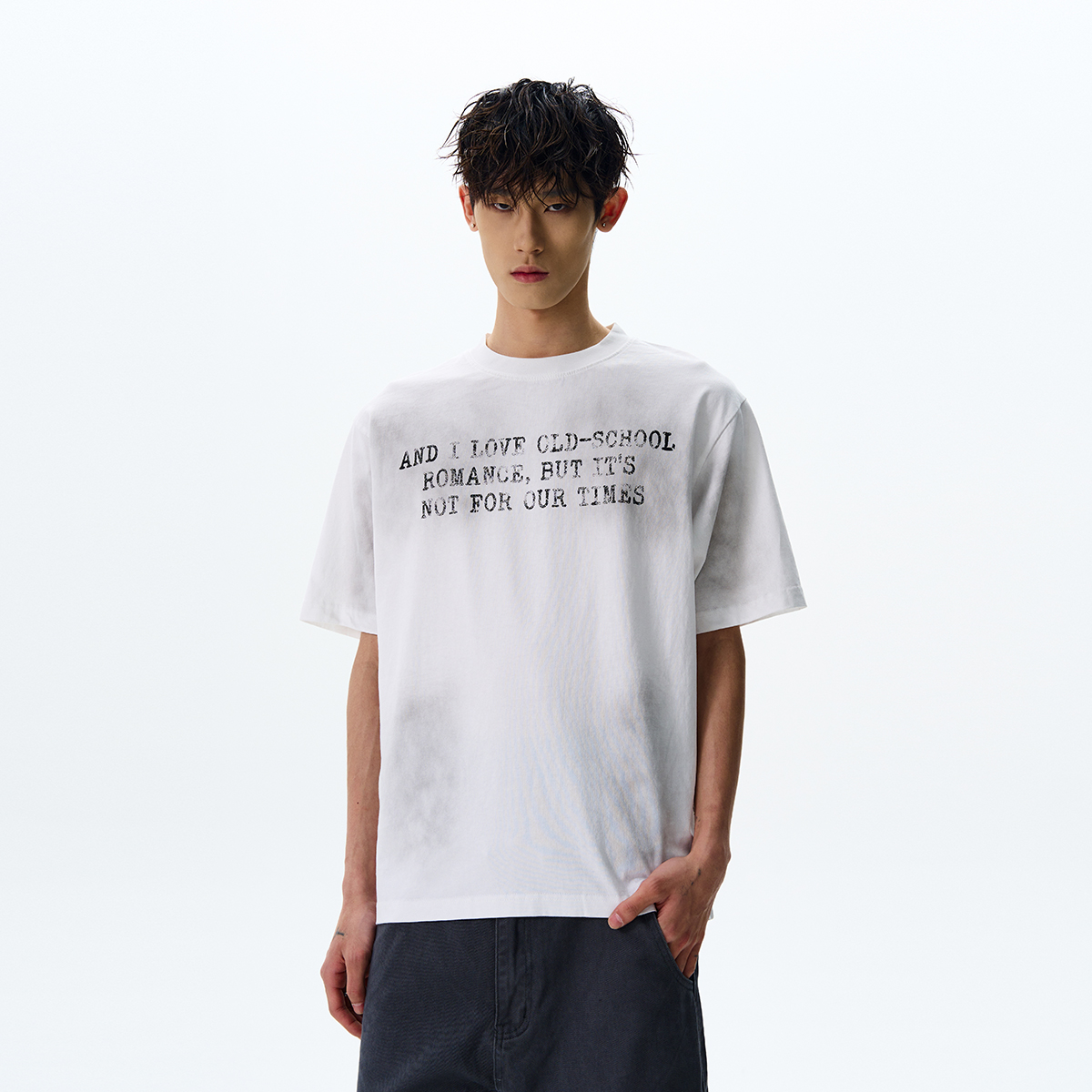 Retro Distressed Letter Slogan Short Sleeve T-Shirt - American Wasteland Style Cool Loose Top for Summer Fashion