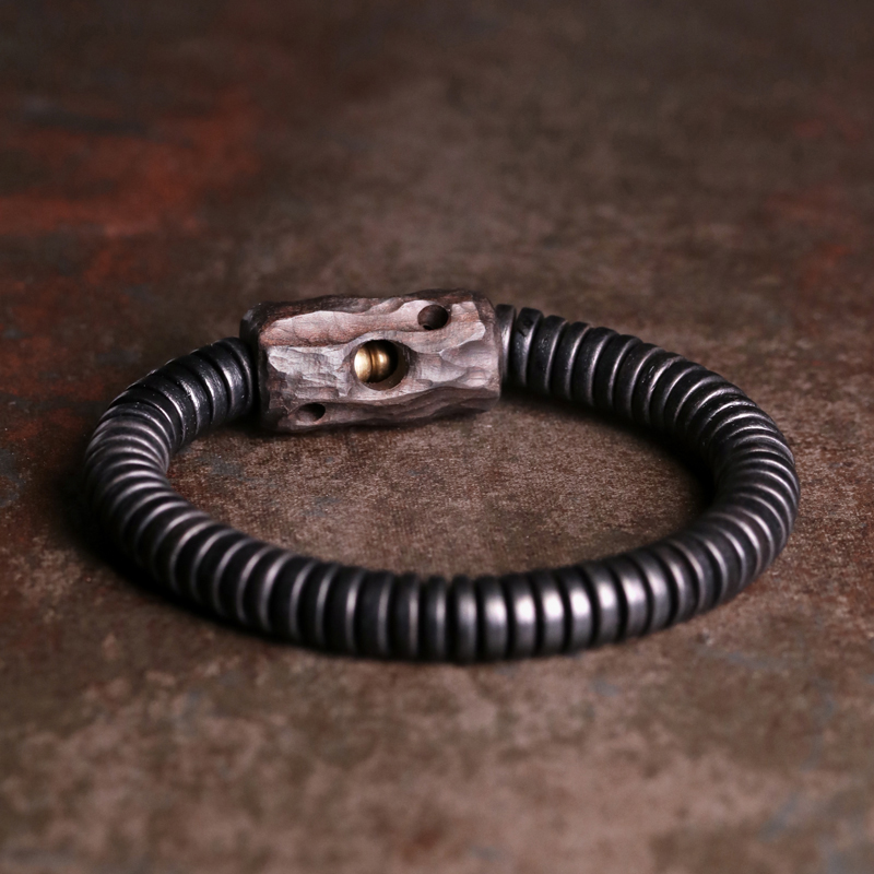 Retro Ebony Wood Bead Circle Bracelet - Stylish Unisex Accessory, Versatile Trendy Jewelry for Men and Women