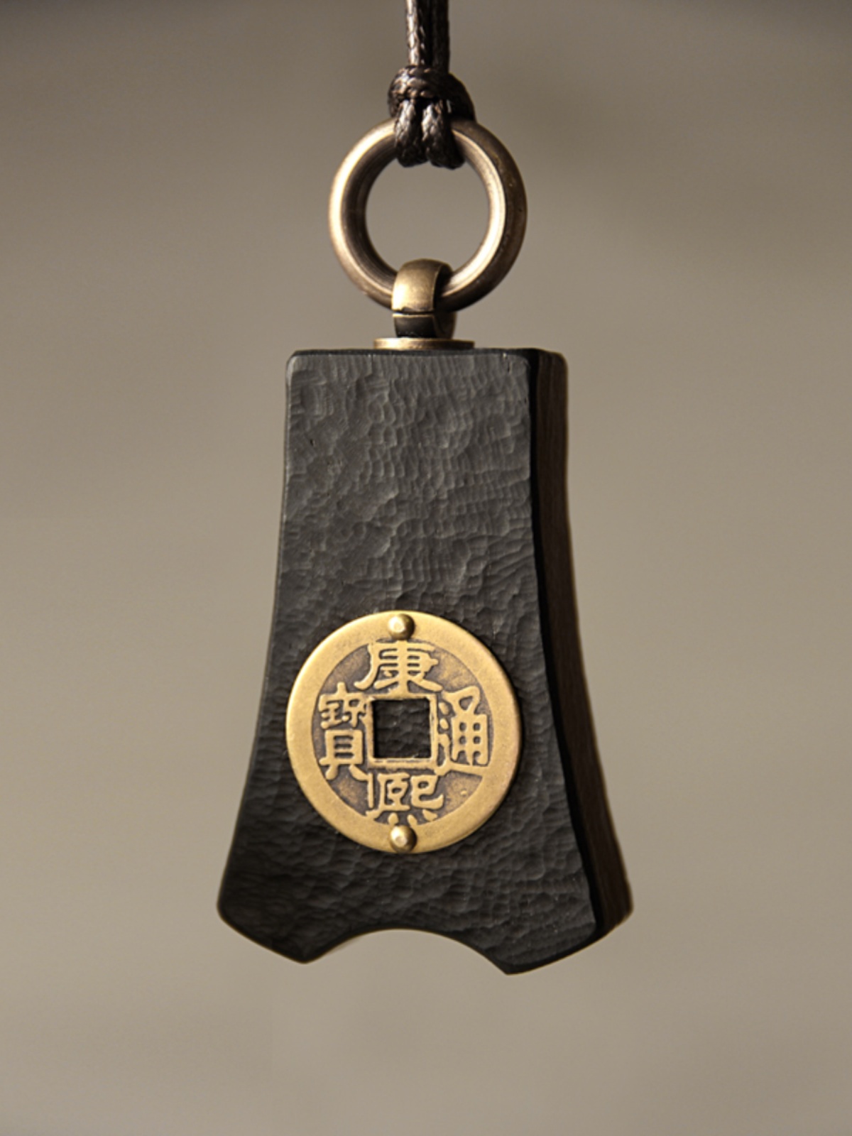 Retro Ebony Wood Coin Pendant Necklace for Men â€“ Minimalist Chinese Style National Trend Accessory