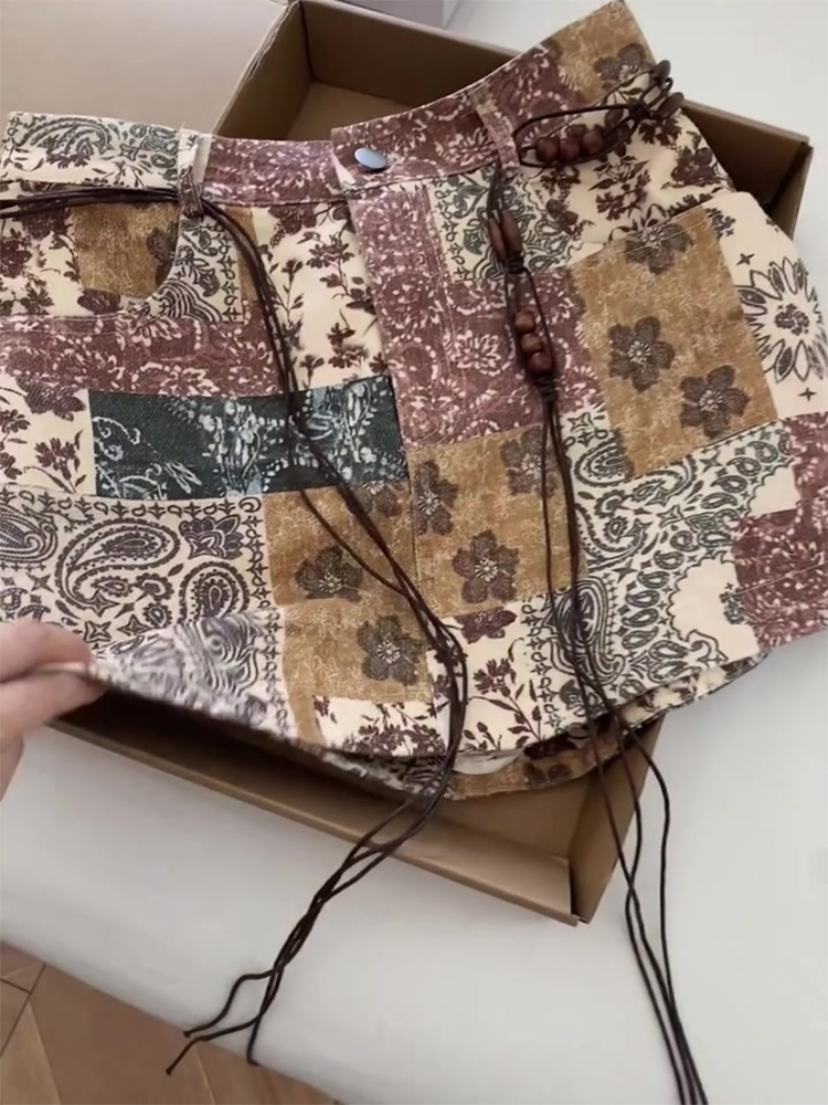 Retro Ethnic Printed Casual Half Skirt for Women - Summer 2025, Stylish Versatile Short Skirt for a Slim Figure Retro Ethnic Printed Casual Half Skirt for Women - Summer 2025, Stylish Versatile Short Skirt for a Slim Figure