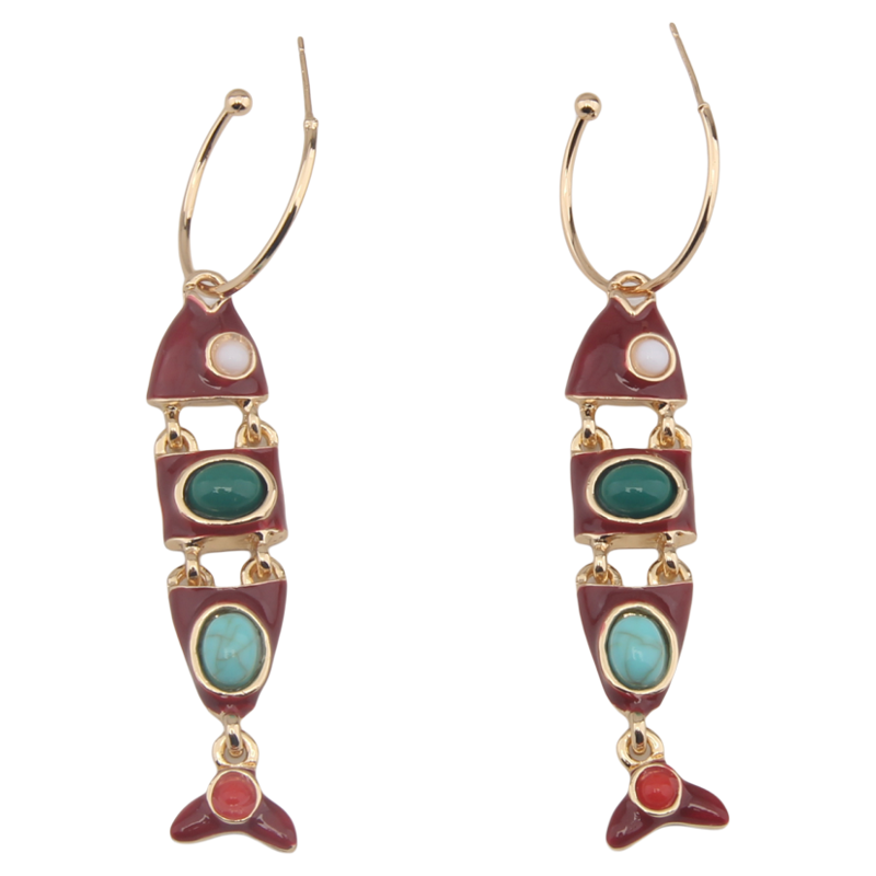 Retro Fish-Shaped Enamel Drop Earrings - Stylish 2025 Spanish-Inspired Design for a Feminine Touch Retro Fish-Shaped Enamel Drop Earrings - Stylish 2025 Spanish-Inspired Design for a Feminine Touch