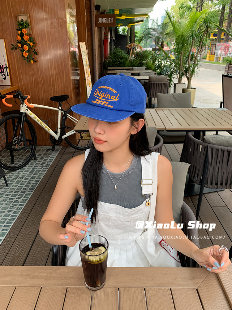 Retro Flat-Brim Blue Embroidered Baseball Cap for Women and Men - 2025 American Style Fashion Accessory Retro Flat-Brim Blue Embroidered Baseball Cap for Women and Men - 2025 American Style Fashion Accessory