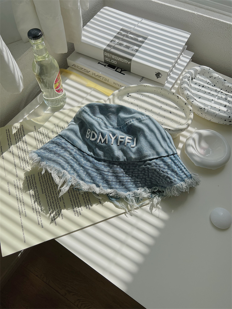 Retro Frayed Denim Fisherman Hat - Versatile Summer Bucket Hat for Sun Protection, Face-Flattering Style Retro Frayed Denim Fisherman Hat - Versatile Summer Bucket Hat for Sun Protection, Face-Flattering Style