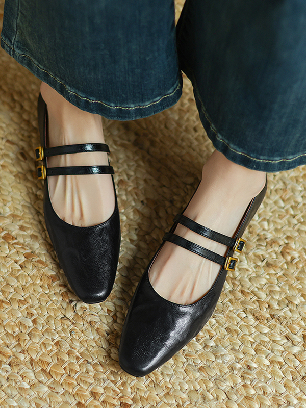 Retro Genuine Leather French Style Low-Cut Mary Jane Shoes for Women - Versatile High-End Square Toe Low-Heeled Footwear Retro Genuine Leather French Style Low-Cut Mary Jane Shoes for Women - Versatile High-End Square Toe Low-Heeled Footwear