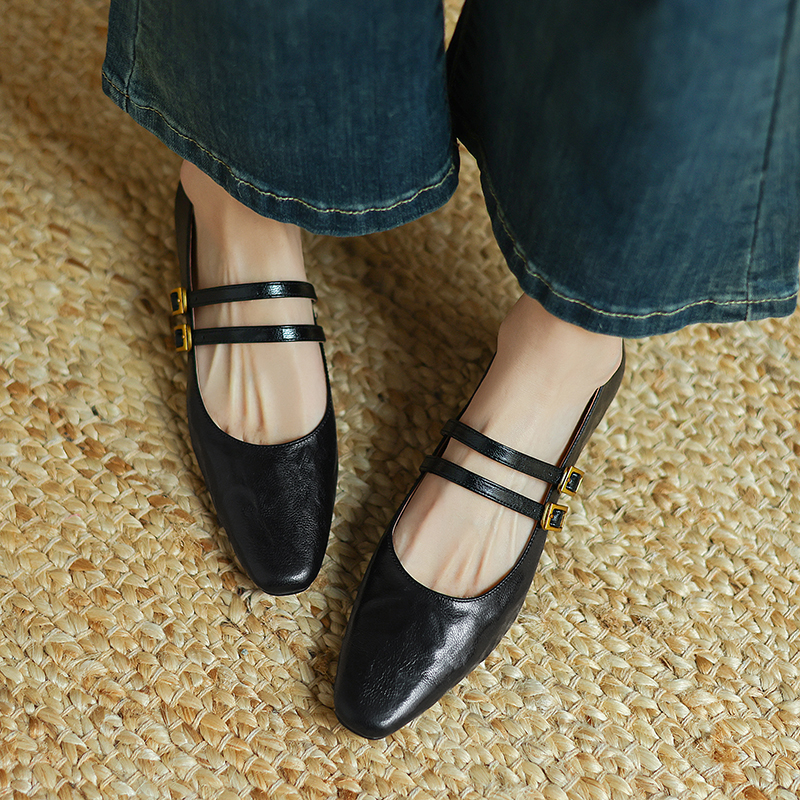 Retro Genuine Leather French Style Low-Cut Mary Jane Shoes for Women - Versatile High-End Square Toe Low-Heeled Footwear Retro Genuine Leather French Style Low-Cut Mary Jane Shoes for Women - Versatile High-End Square Toe Low-Heeled Footwear