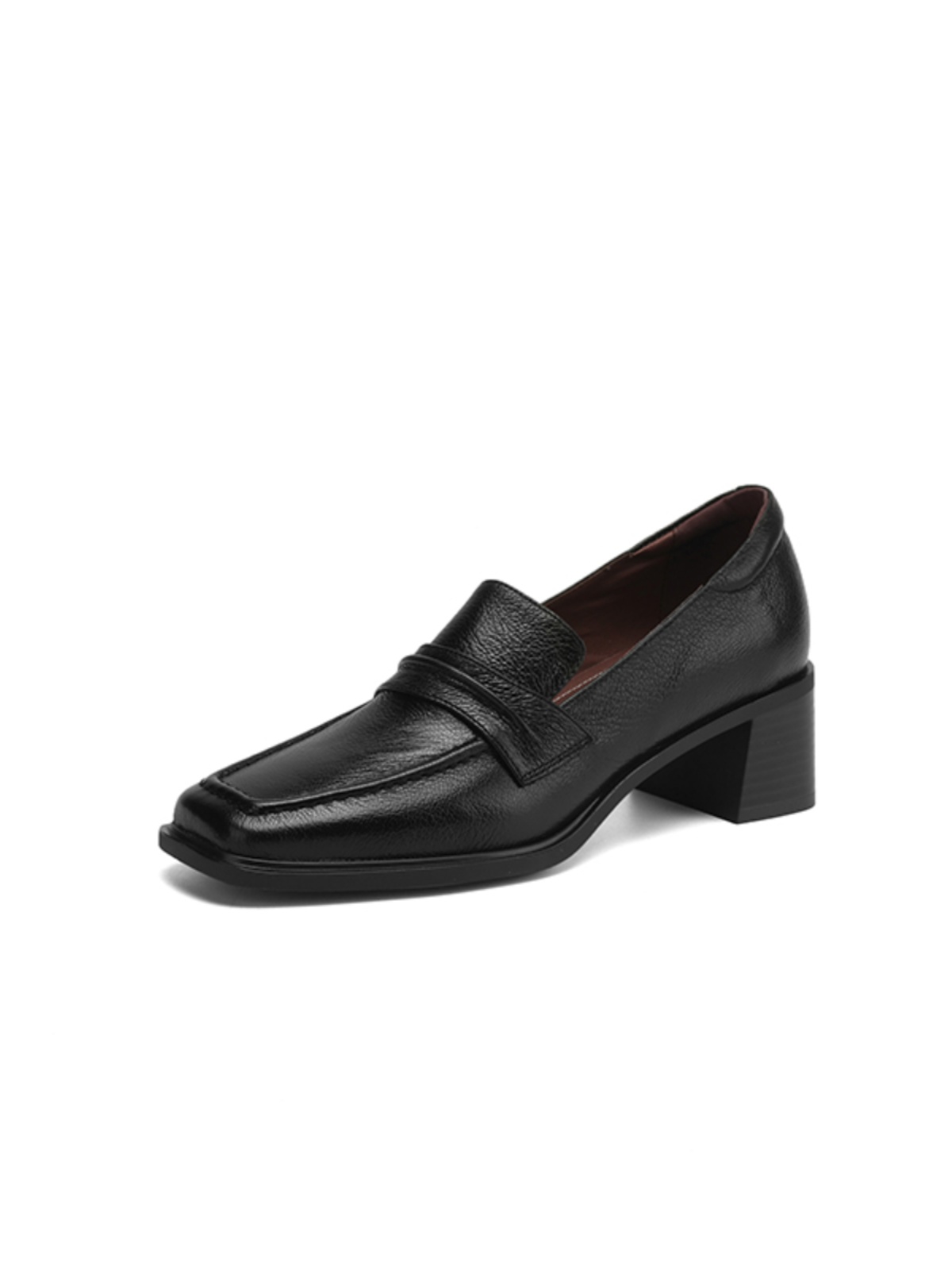 Retro Genuine Leather Square Toe Chunky Heel Loafers for Women - British Style Slip-On Mid-Heel Shoes, Sizes 41-43 Retro Genuine Leather Square Toe Chunky Heel Loafers for Women - British Style Slip-On Mid-Heel Shoes, Sizes 41-43