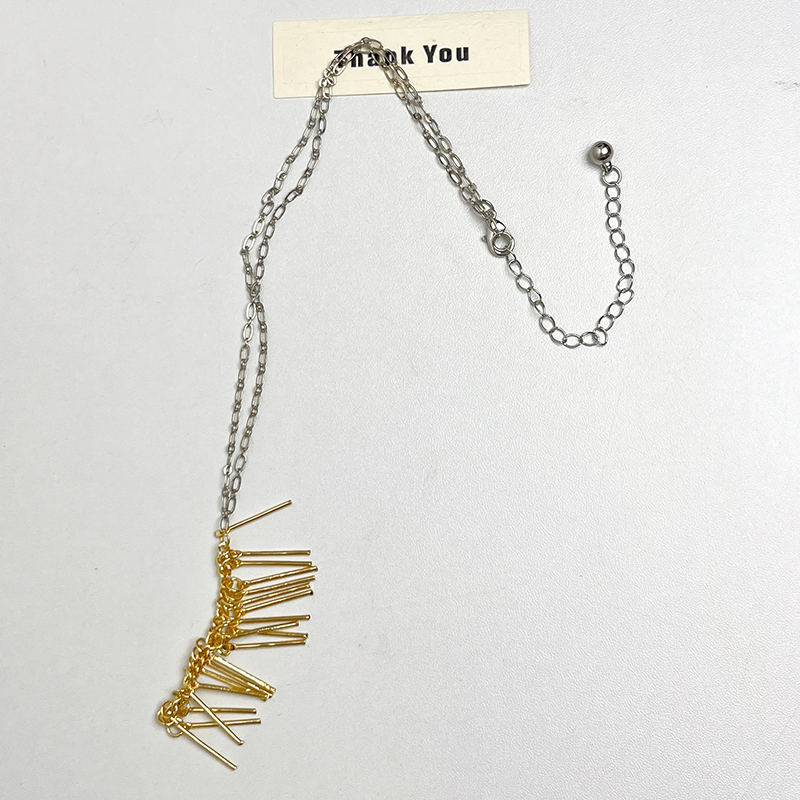 Retro Gold and Silver Color-Blocking Tassel Asymmetrical Long Earrings for Women - Light Luxury High-End Fashion Jewelry