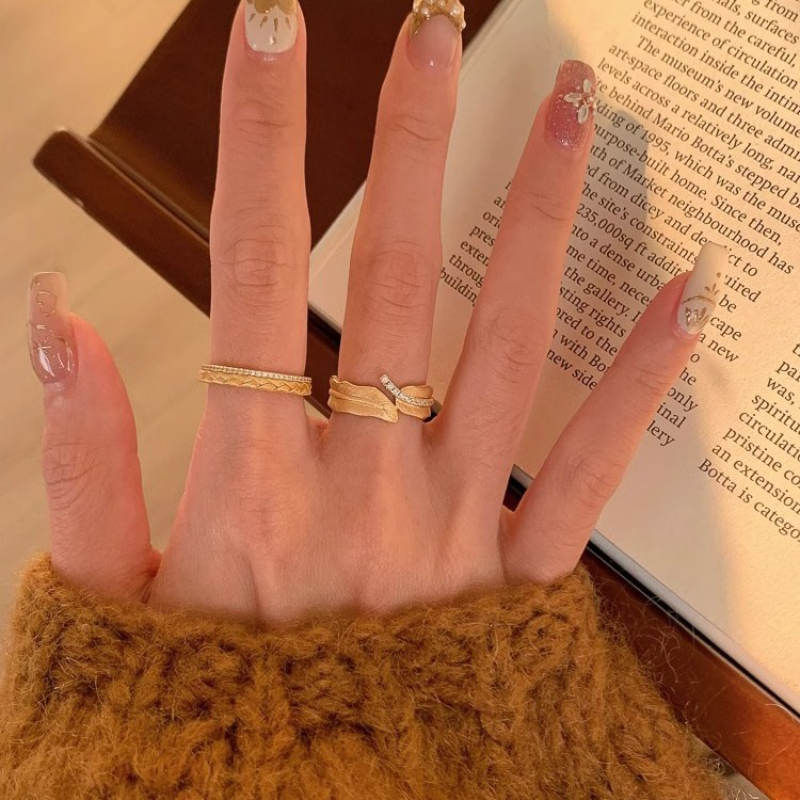 Retro Gold Brushed Wheat Ear Leaf Ring for Women - Unique High-End Finger Ring for Index Finger, 2025 Trendy Fashion Accessory Retro Gold Brushed Wheat Ear Leaf Ring for Women - Unique High-End Finger Ring for Index Finger, 2025 Trendy Fashion Accessory