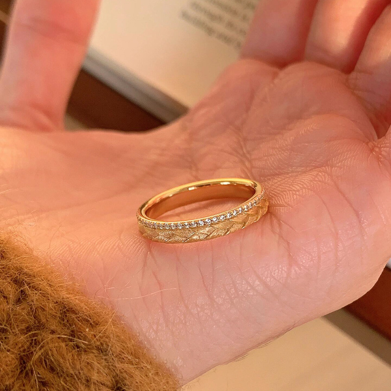 Retro Gold Brushed Wheat Ear Leaf Ring for Women - Unique High-End Finger Ring for Index Finger, 2025 Trendy Fashion Accessory