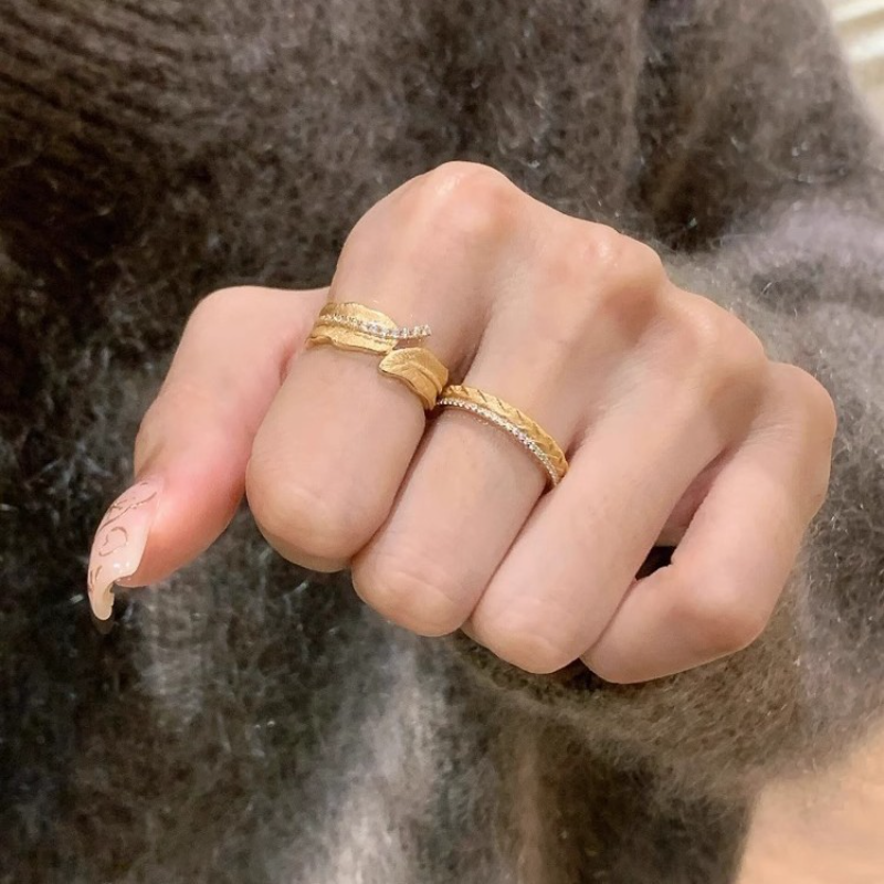 Retro Gold Brushed Wheat Ear Leaf Ring for Women - Unique High-End Finger Ring for Index Finger, 2025 Trendy Fashion Accessory Retro Gold Brushed Wheat Ear Leaf Ring for Women - Unique High-End Finger Ring for Index Finger, 2025 Trendy Fashion Accessory
