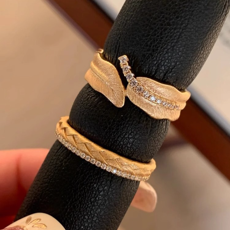 Retro Gold Brushed Wheat Ear Leaf Ring for Women - Unique High-End Finger Ring for Index Finger, 2025 Trendy Fashion Accessory Retro Gold Brushed Wheat Ear Leaf Ring for Women - Unique High-End Finger Ring for Index Finger, 2025 Trendy Fashion Accessory