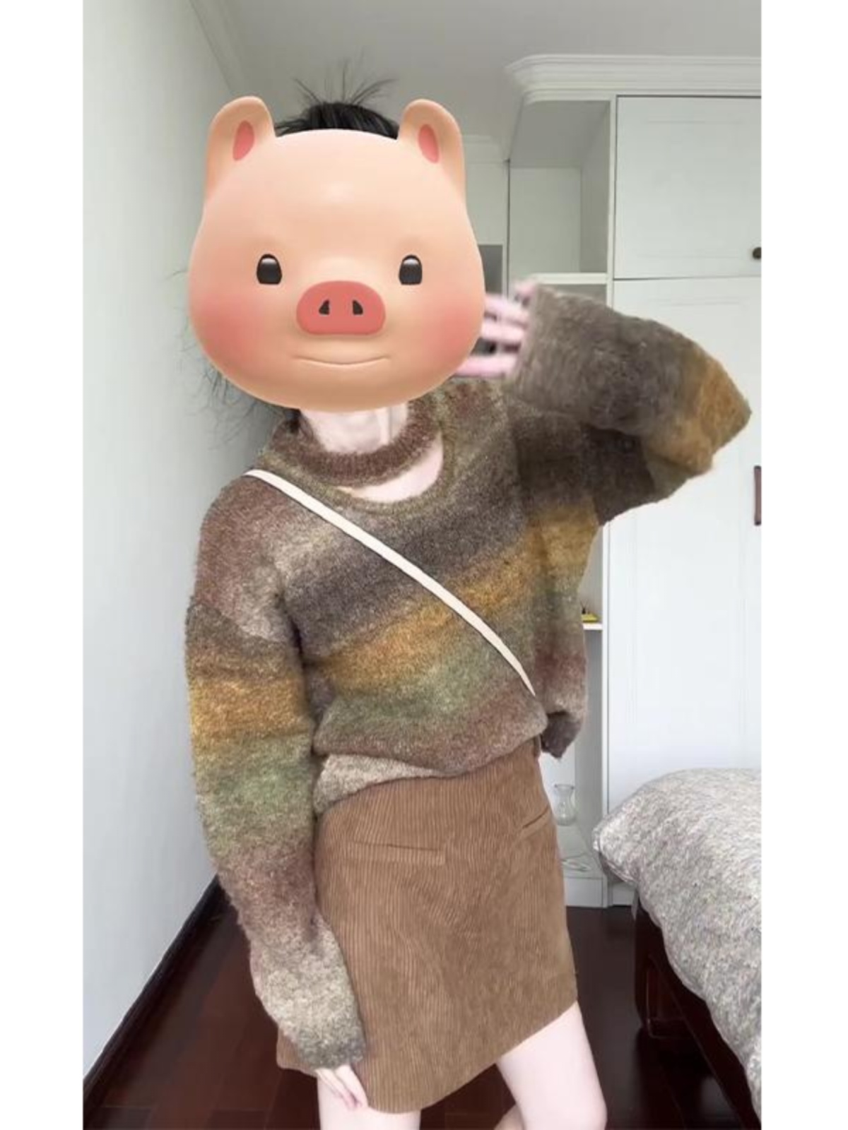 Retro Gradient Color Hollow-Out Pullover Sweater for Women, Casual Soft Knitted Top in Korean Style for Autumn