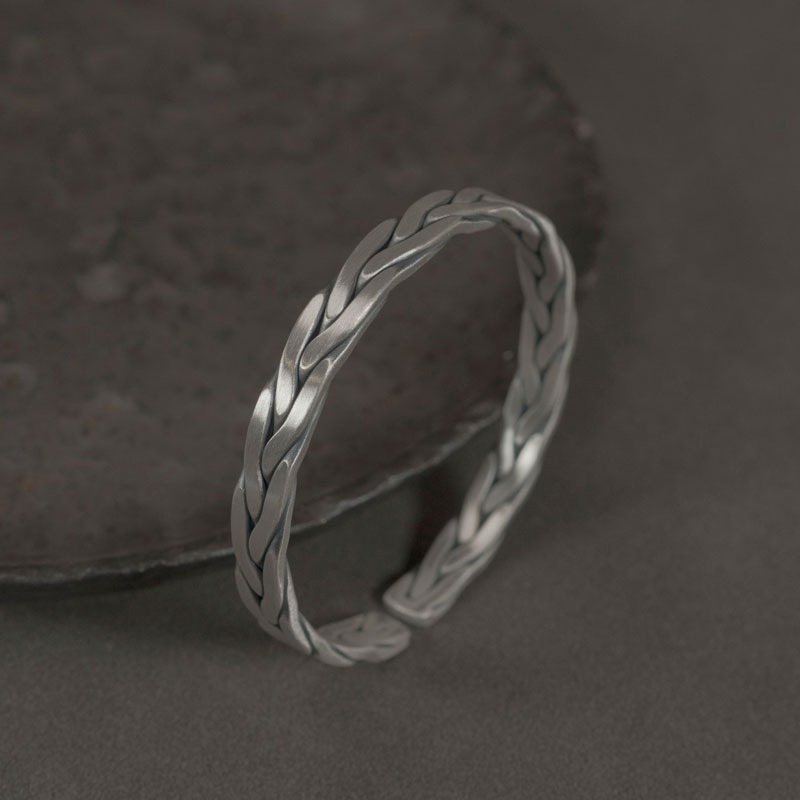 Retro Handmade Non-Fish 999 Silver Open Cuff Bracelet for Women & Men - Personalized Versatile Design, Trendy Fashion Accessory Retro Handmade Non-Fish 999 Silver Open Cuff Bracelet for Women & Men - Personalized Versatile Design, Trendy Fashion Accessory
