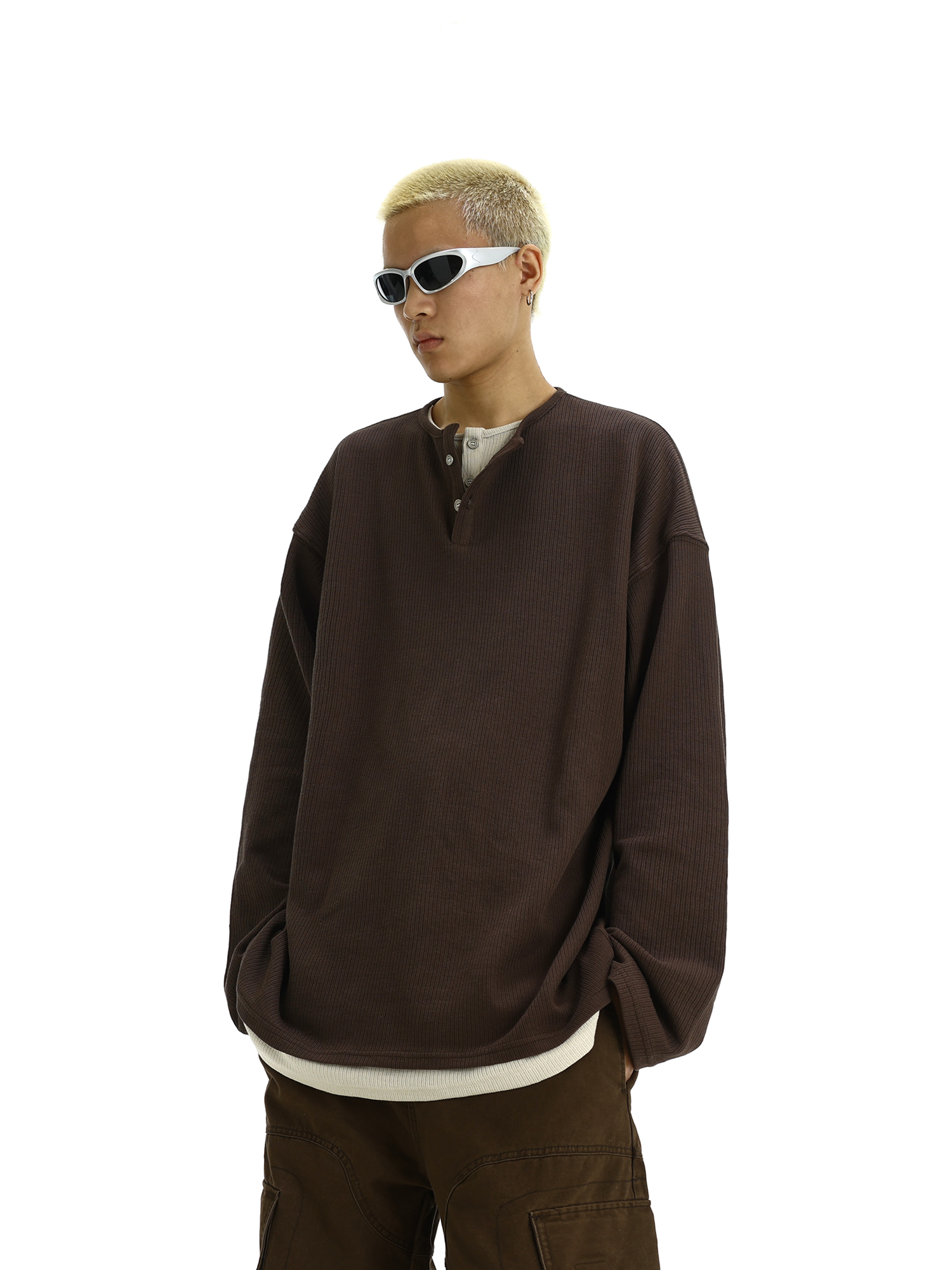 Retro High-End Men's Sweatshirt, Faux Two-Piece Long Sleeve Streetwear Top, Stylish Loose Fit Fashion Tee Retro High-End Men's Sweatshirt, Faux Two-Piece Long Sleeve Streetwear Top, Stylish Loose Fit Fashion Tee