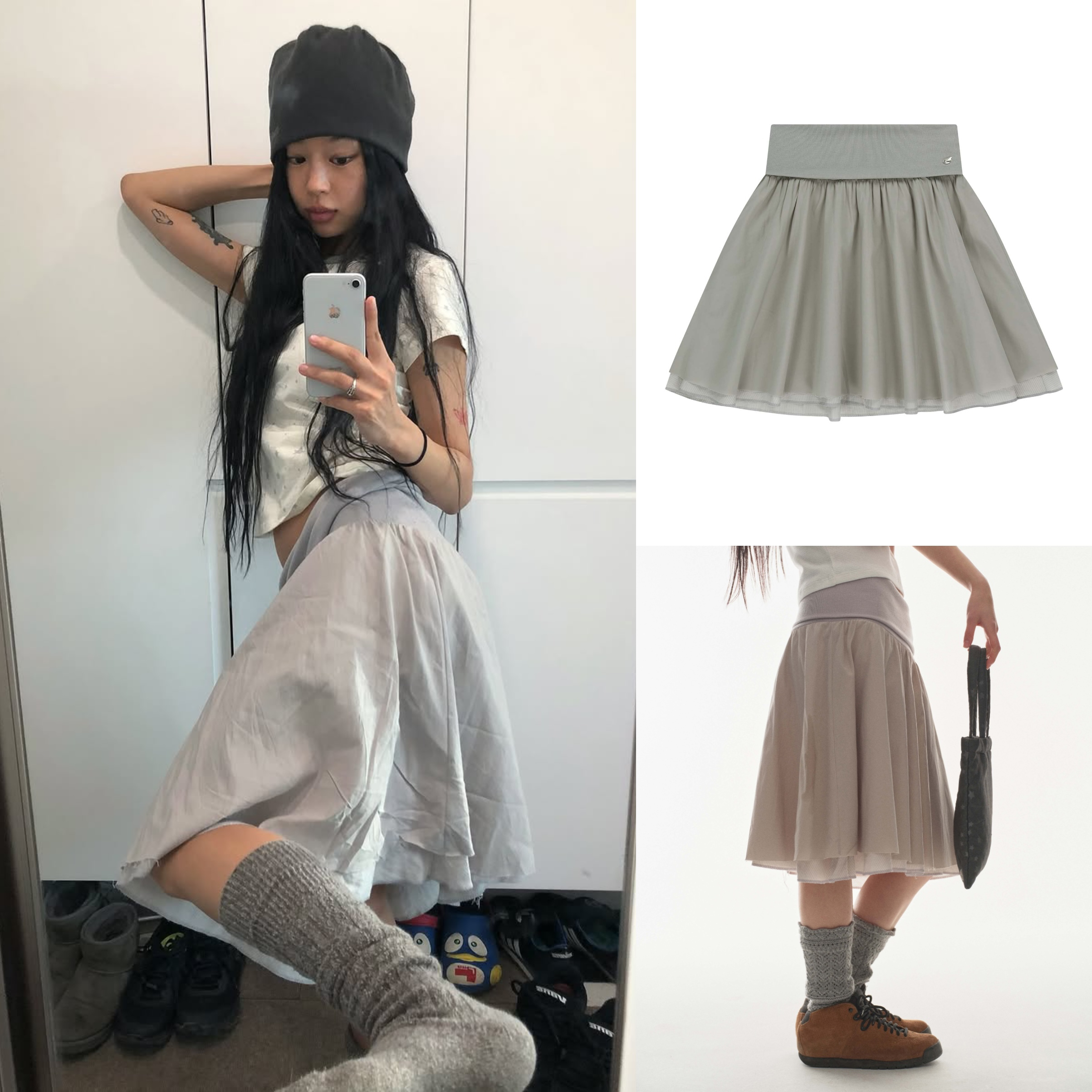 Retro Japanese A-Line Patchwork Midi Skirt - Spring/Summer 2025 Fashion, Y2K Inspired, Vintage Style