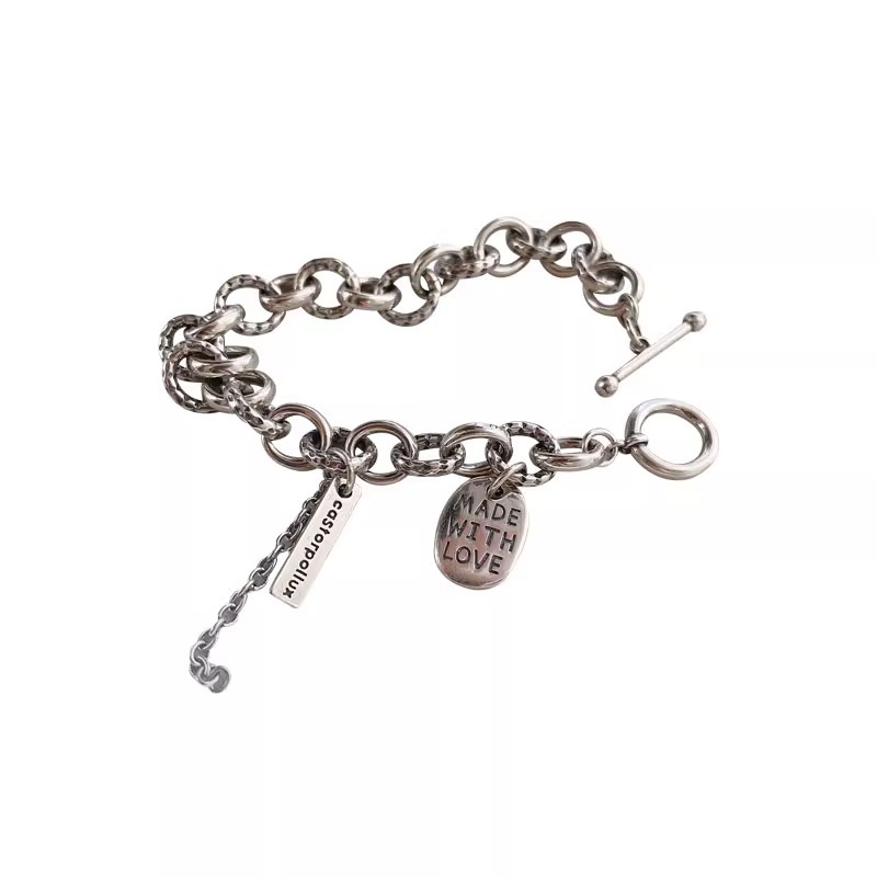 Retro Korean-Style Heavy-Duty Chunky Bracelet for Women, OT Buckle, Hip-Hop Trendy Punk Accessory, Versatile High-End Fashion Retro Korean-Style Heavy-Duty Chunky Bracelet for Women, OT Buckle, Hip-Hop Trendy Punk Accessory, Versatile High-End Fashion