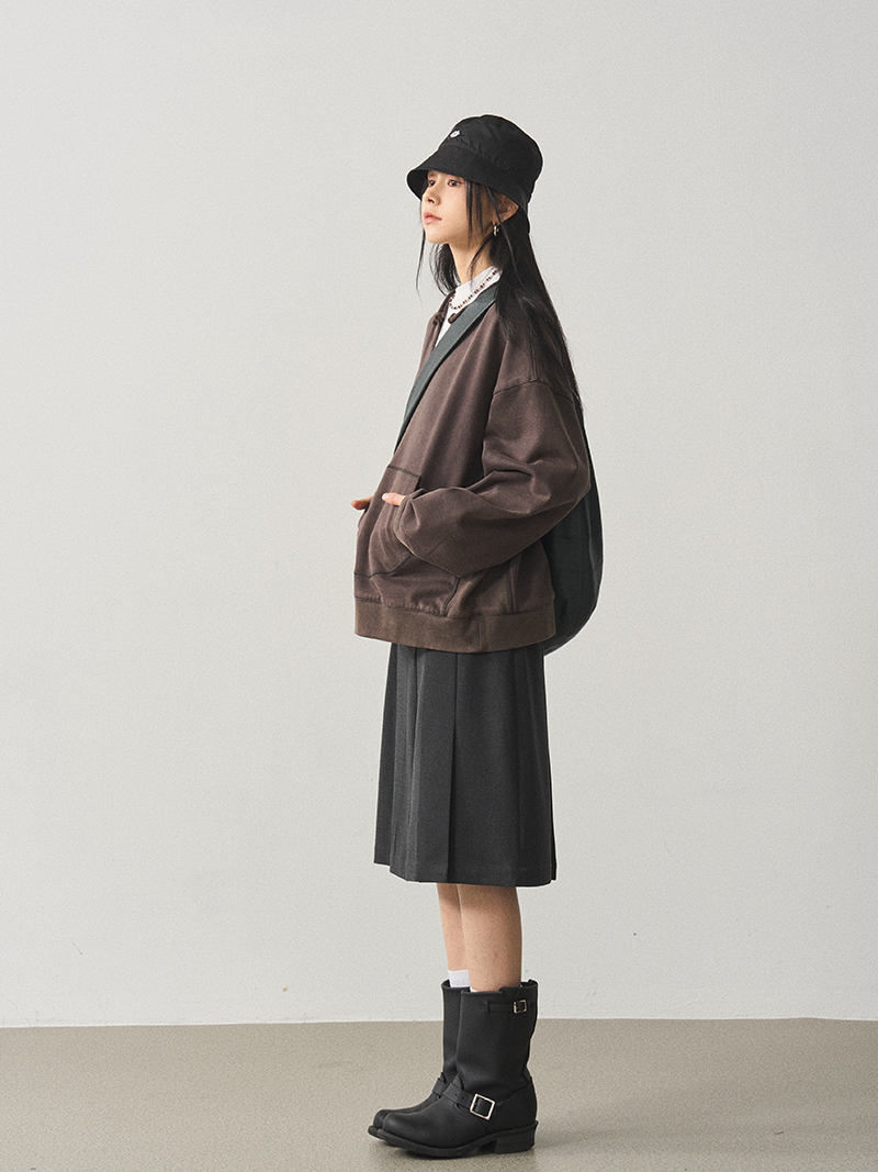 Retro Linen Gray Waist-Spliced Slimming Five-Point Half Skirt - Elegant Mid Skirt for 90s and Y2K Inspired Fashion Retro Linen Gray Waist-Spliced Slimming Five-Point Half Skirt - Elegant Mid Skirt for 90s and Y2K Inspired Fashion