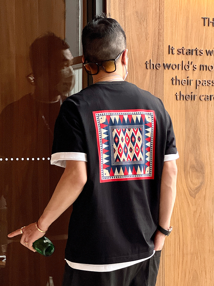 Retro National Style Printed Loose Fit Summer T-Shirt - Trendy Embroidered Casual Men's Short Sleeve Top Retro National Style Printed Loose Fit Summer T-Shirt - Trendy Embroidered Casual Men's Short Sleeve Top