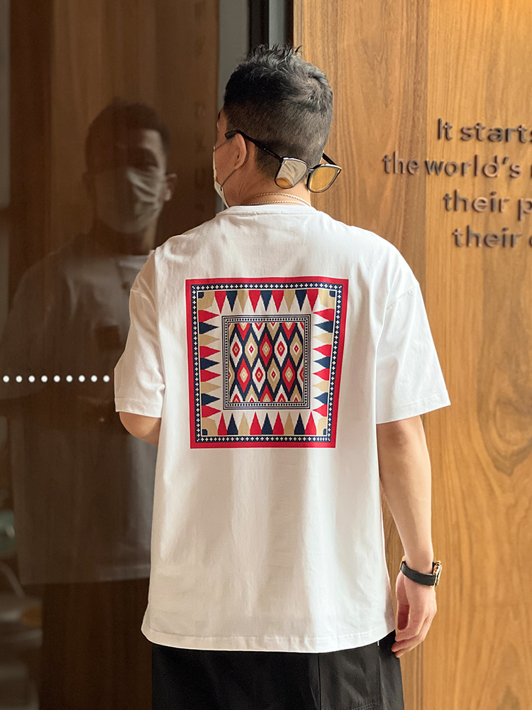 Retro National Style Printed Loose Fit Summer T-Shirt - Trendy Embroidered Casual Men's Short Sleeve Top Retro National Style Printed Loose Fit Summer T-Shirt - Trendy Embroidered Casual Men's Short Sleeve Top