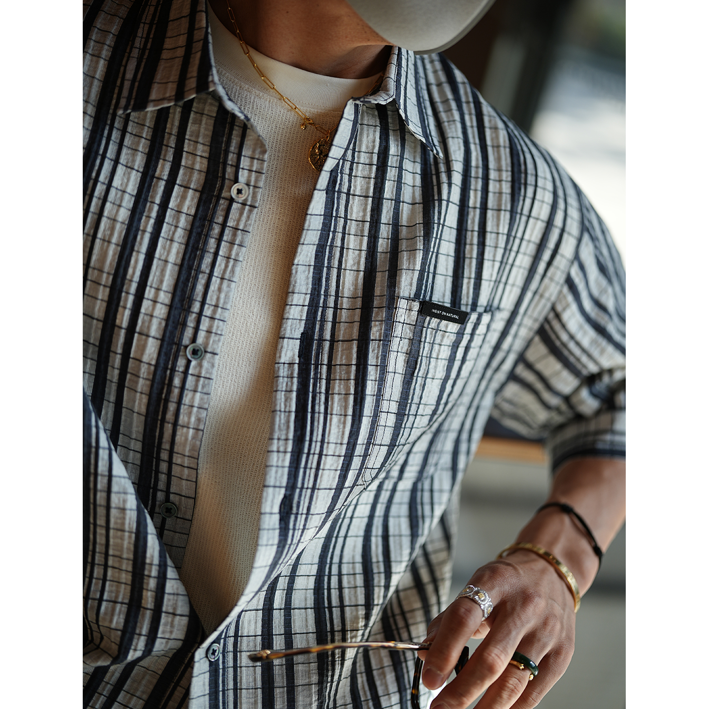 Retro Patchwork Color-Blocking Short-Sleeve Polo Shirt for Men - Trendy Summer Striped Design, Y2K Inspired