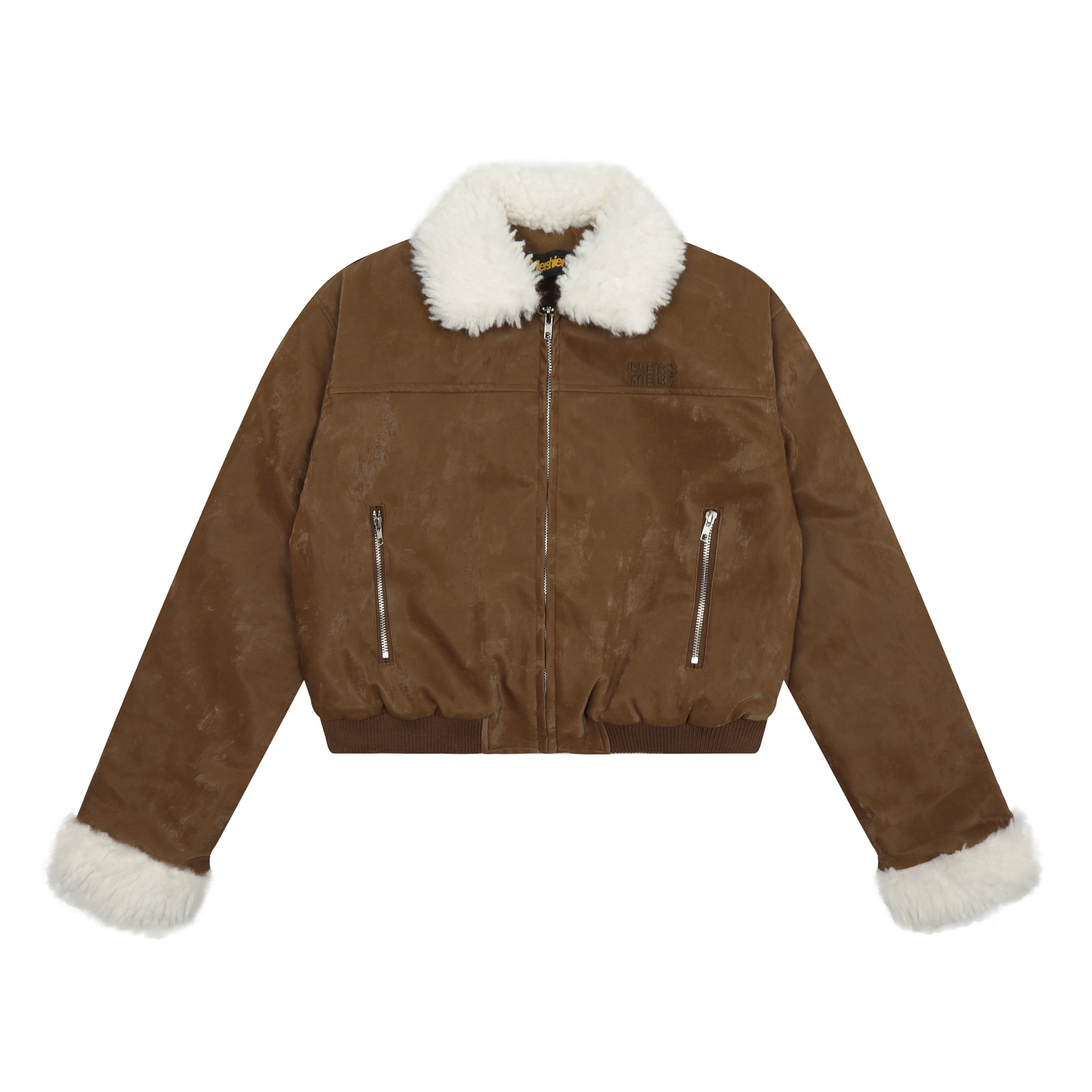 Retro Patchwork Lamb Wool Imitation Suede Short Quilted Leather Jacket for Women - Winter Thickened Cotton Coat