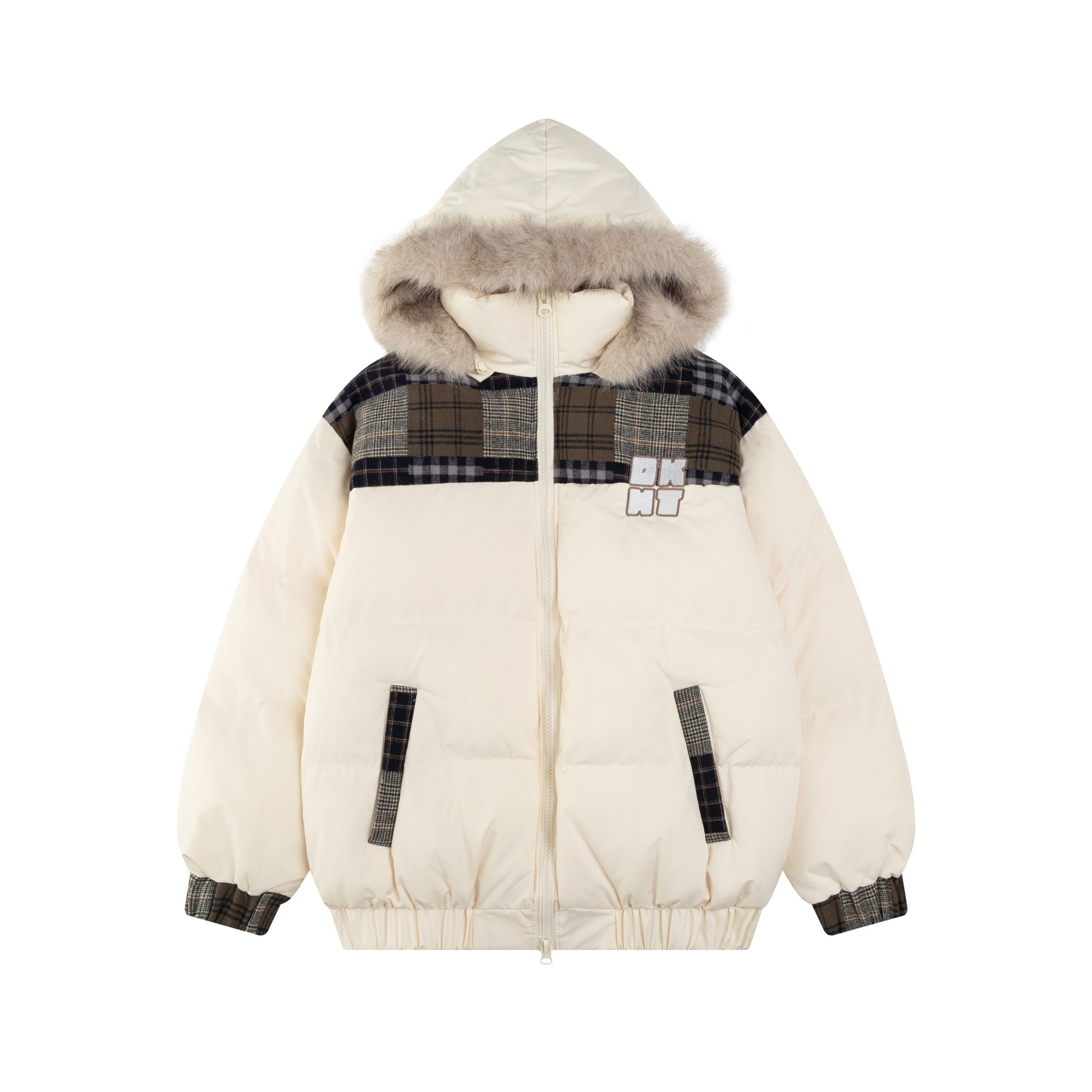 Retro Patchwork Plaid Coat with Detachable Fur Collar - Warm Thick Cotton Winter Jacket Retro Patchwork Plaid Coat with Detachable Fur Collar - Warm Thick Cotton Winter Jacket