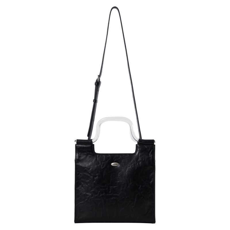 Retro Pleated Cowhide Handheld Crossbody Bag - Small Square Style for Y2K Fashion Lovers