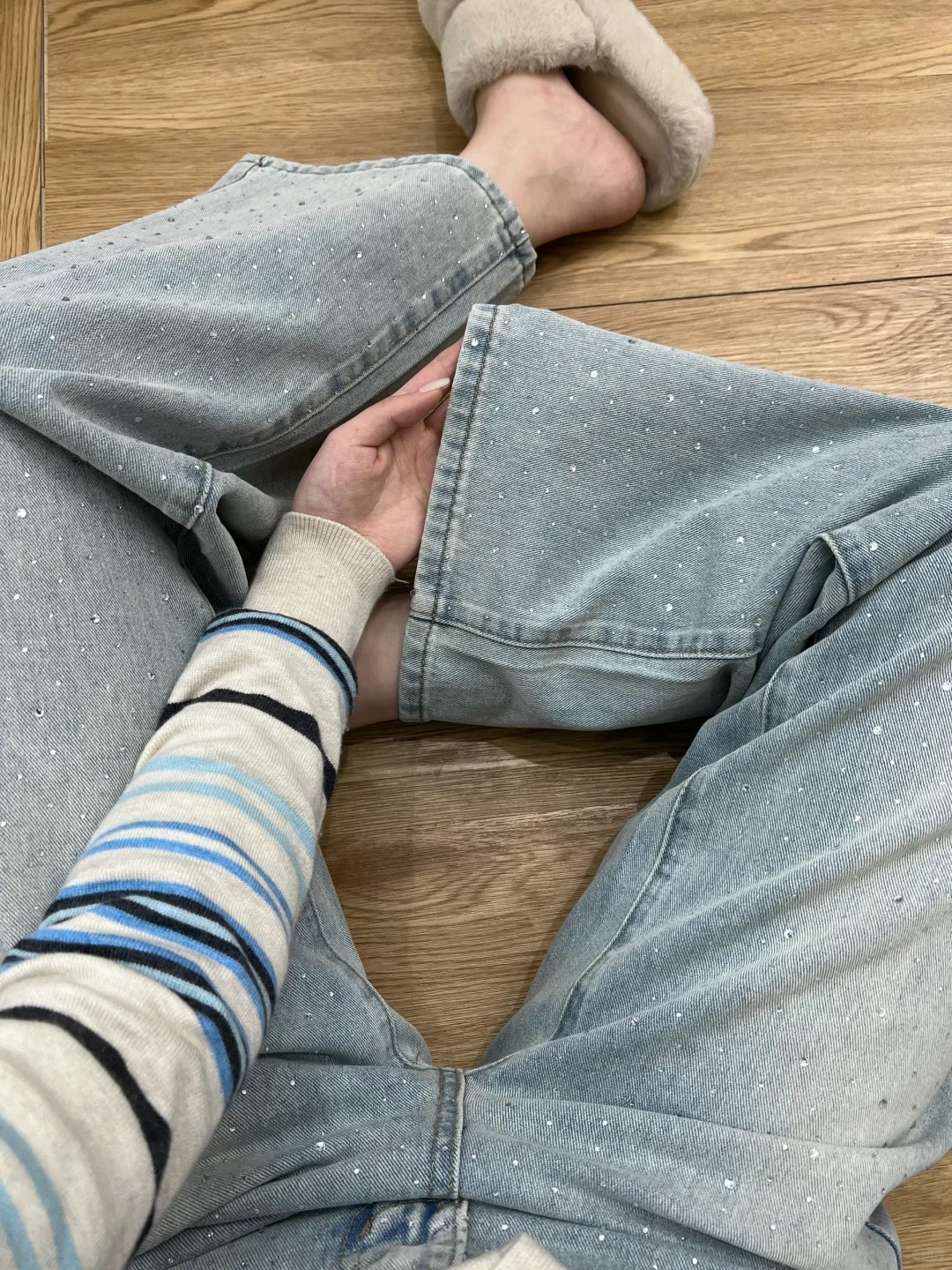 Retro Rhinestone Wide-Leg Jeans for Women - High-Waisted, Loose-Fit, Slim Straight-Leg Spring 2025 Fashion Retro Rhinestone Wide-Leg Jeans for Women - High-Waisted, Loose-Fit, Slim Straight-Leg Spring 2025 Fashion