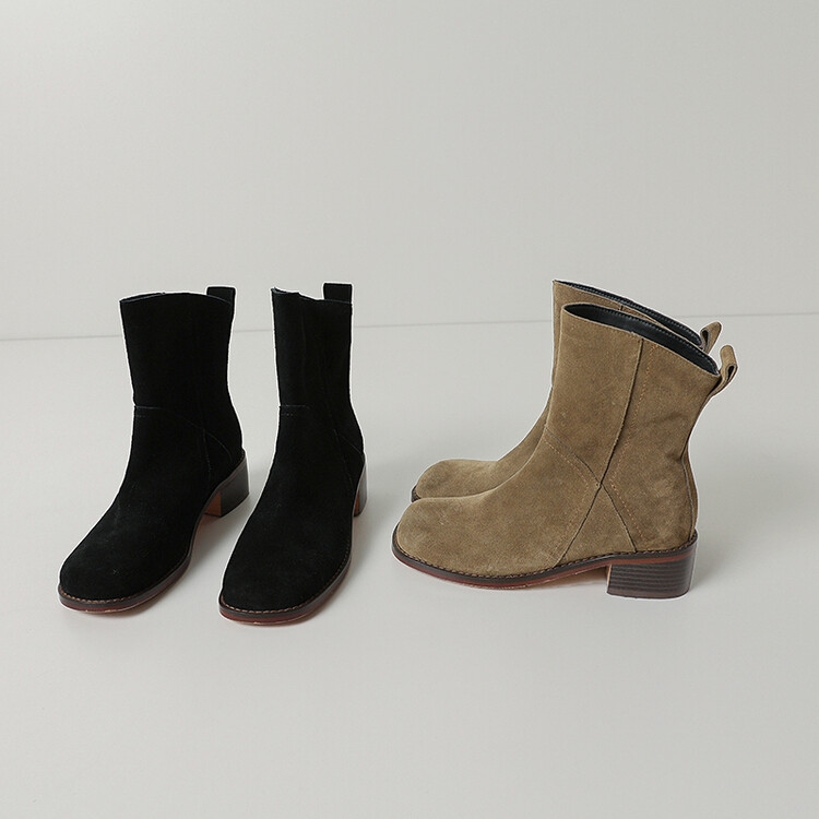 Retro Suede Chunky Low-Heeled Wide-Mouth Short Boots for Women, Round-Toe Martin Style, Genuine Leather Western Autumn/Winter 2025 Retro Suede Chunky Low-Heeled Wide-Mouth Short Boots for Women, Round-Toe Martin Style, Genuine Leather Western Autumn/Winter 2025