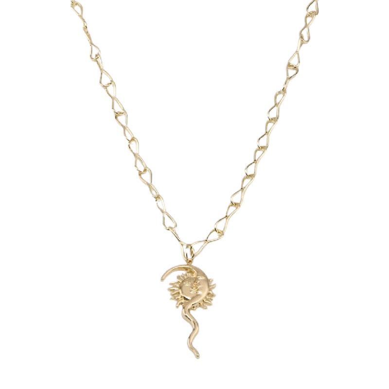 Retro Sun and Moon Pendant Couple Necklace - Light Luxury High-End Clavicle Chain, Trendy Niche Design for Sweet Style Retro Sun and Moon Pendant Couple Necklace - Light Luxury High-End Clavicle Chain, Trendy Niche Design for Sweet Style