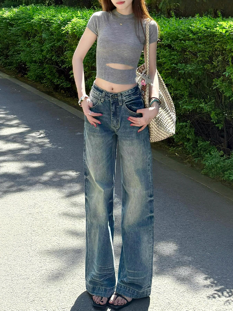 Retro Wide-Leg Jeans for Women - Low-Waist, Loose-Fitting, Versatile Straight-Leg Pants - Summer Fashion Essential Retro Wide-Leg Jeans for Women - Low-Waist, Loose-Fitting, Versatile Straight-Leg Pants - Summer Fashion Essential