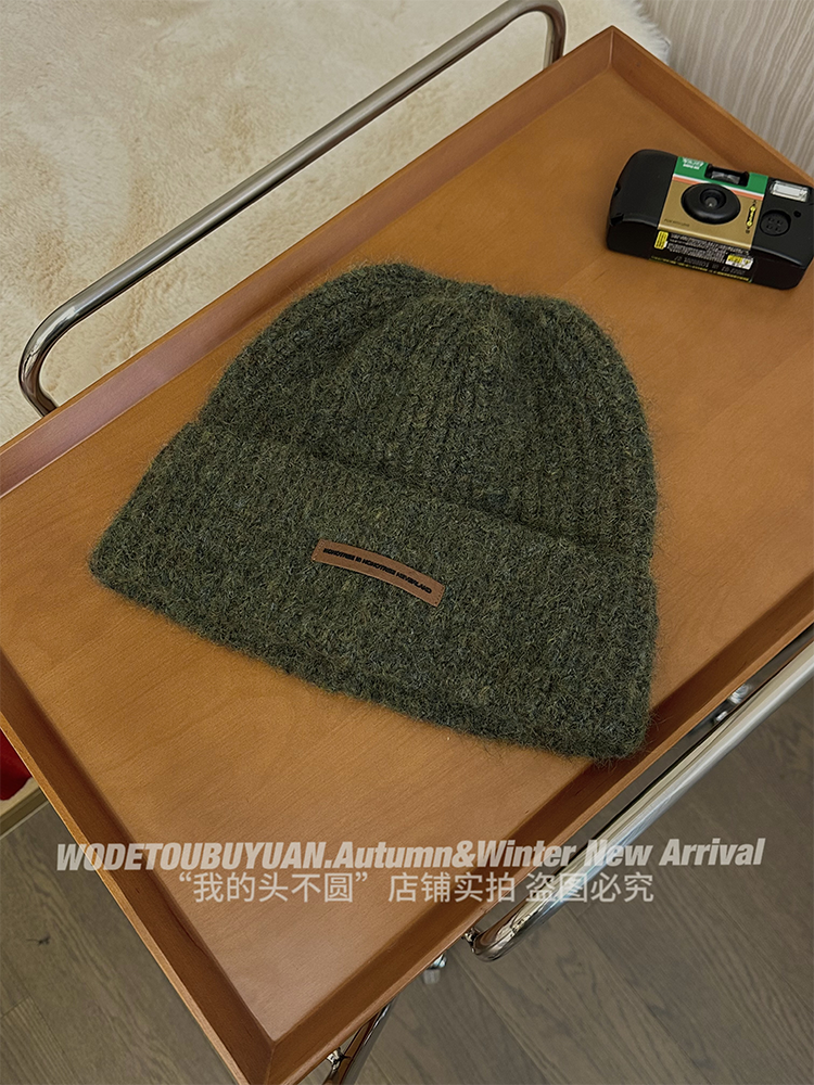 Retro Wool Slouchy Knit Hat for Women - Warm Winter Beanie for Small Faces, Cozy Style, Perfect for Y2K and Vintage Looks