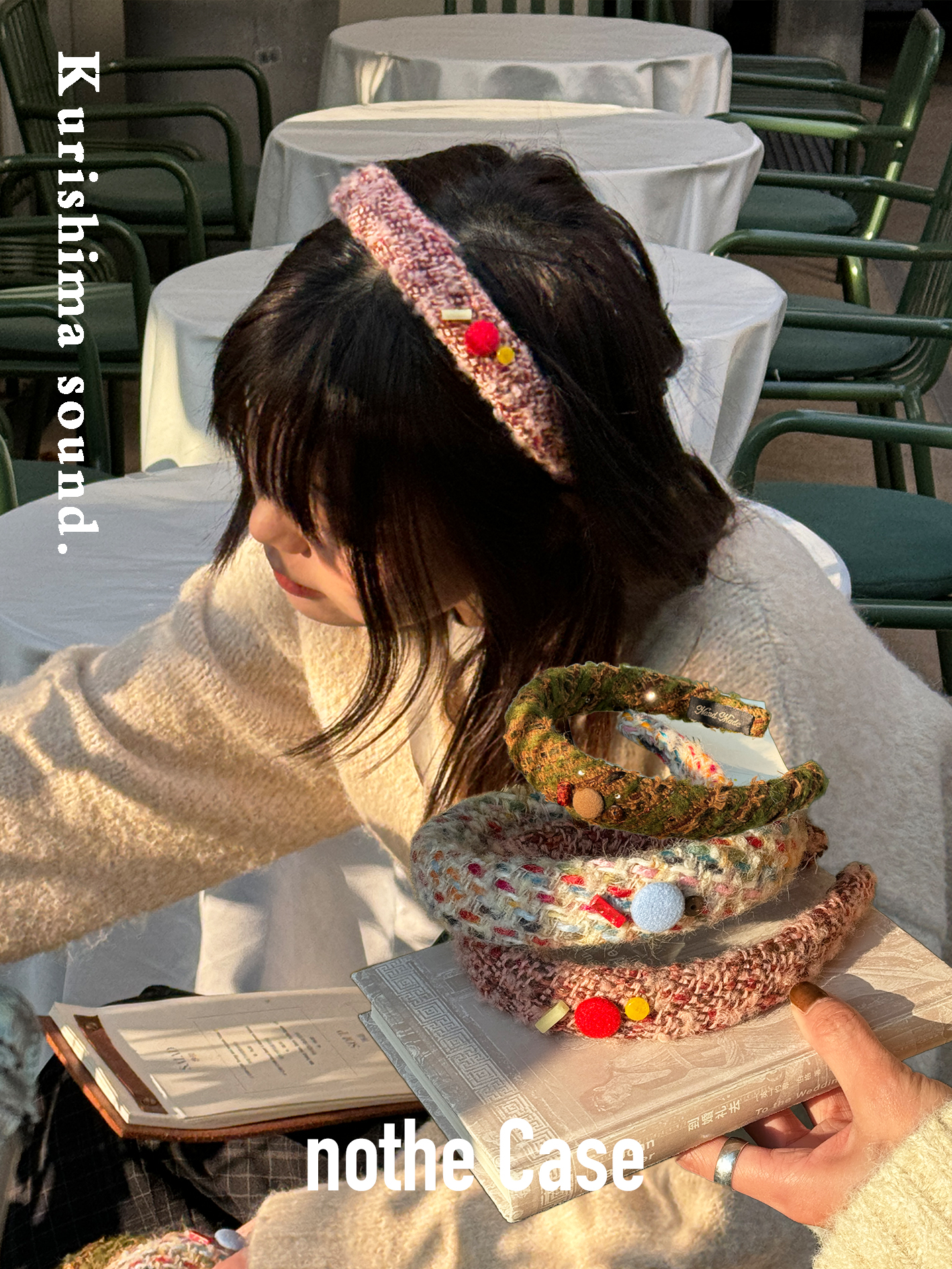 Retro Woolen Button Hairband Accessory - Chestnut Island Music Box Inspired Niche Headband for Unique Style