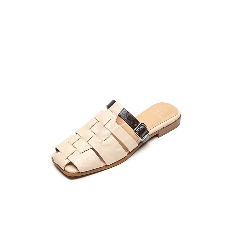 Retro Woven Open-Toe Half Slippers for Women - Summer Hollow Flat Roman Style Vacation Sandals Retro Woven Open-Toe Half Slippers for Women - Summer Hollow Flat Roman Style Vacation Sandals