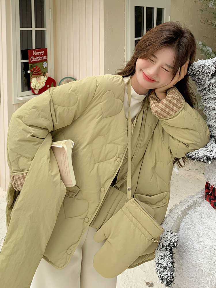 Reversible College-Style Round-Neck Down Jacket for Women - 2025 Winter Korean Style Age-Reducing Small-Sized White Duck Down Coat