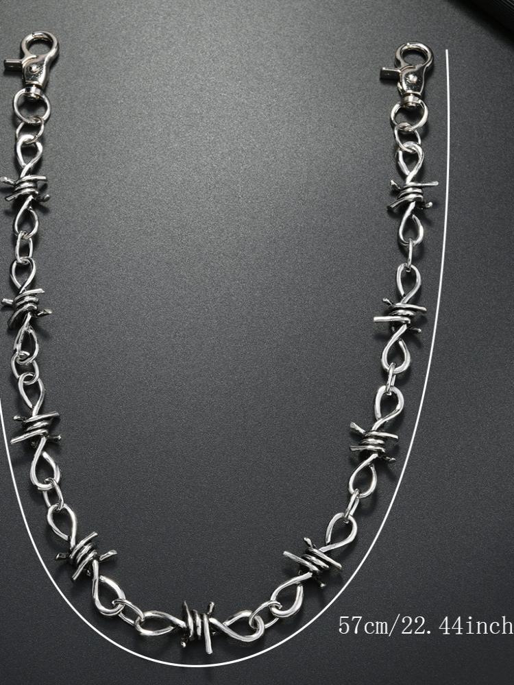 Rock Punk Metal Pants with Thorn Spike Chain - Versatile Y2K Style Waist Chain for Edgy Fashion