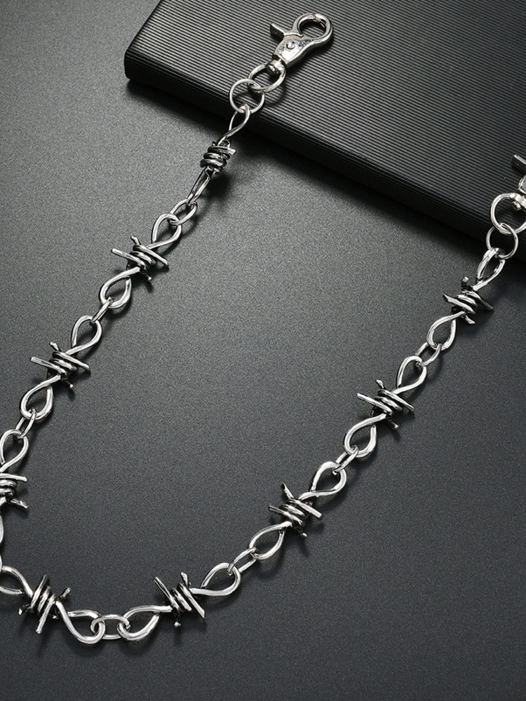 Rock Punk Metal Pants with Thorn Spike Chain - Versatile Y2K Style Waist Chain for Edgy Fashion