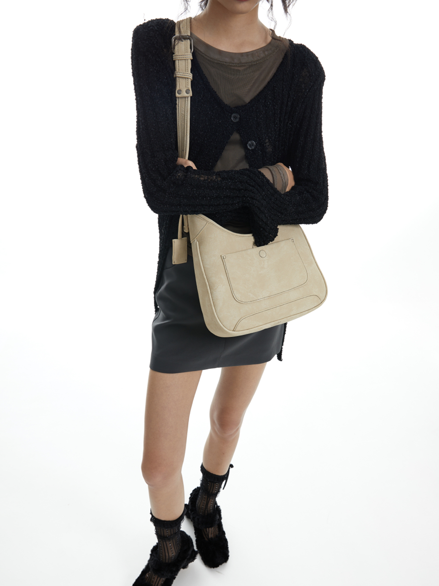 Rock Sand Latte Gradient Tote Bag - Versatile Shoulder & Crossbody Style, Trendy Y2K-Inspired Design