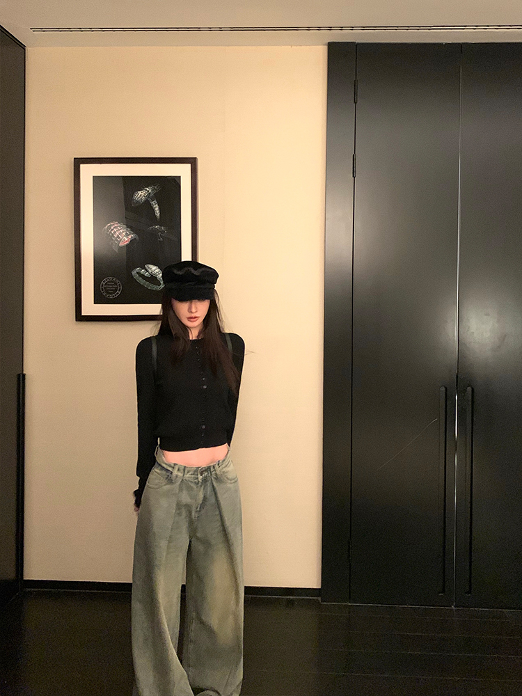 Rose Poetry Vintage Open-Front Cardigan Sweater for Women - Long Sleeve Round Neck Knit Top in Lazy Style, Perfect for 90s and Y2K Looks Rose Poetry Vintage Open-Front Cardigan Sweater for Women - Long Sleeve Round Neck Knit Top in Lazy Style, Perfect for 90s and Y2K Looks